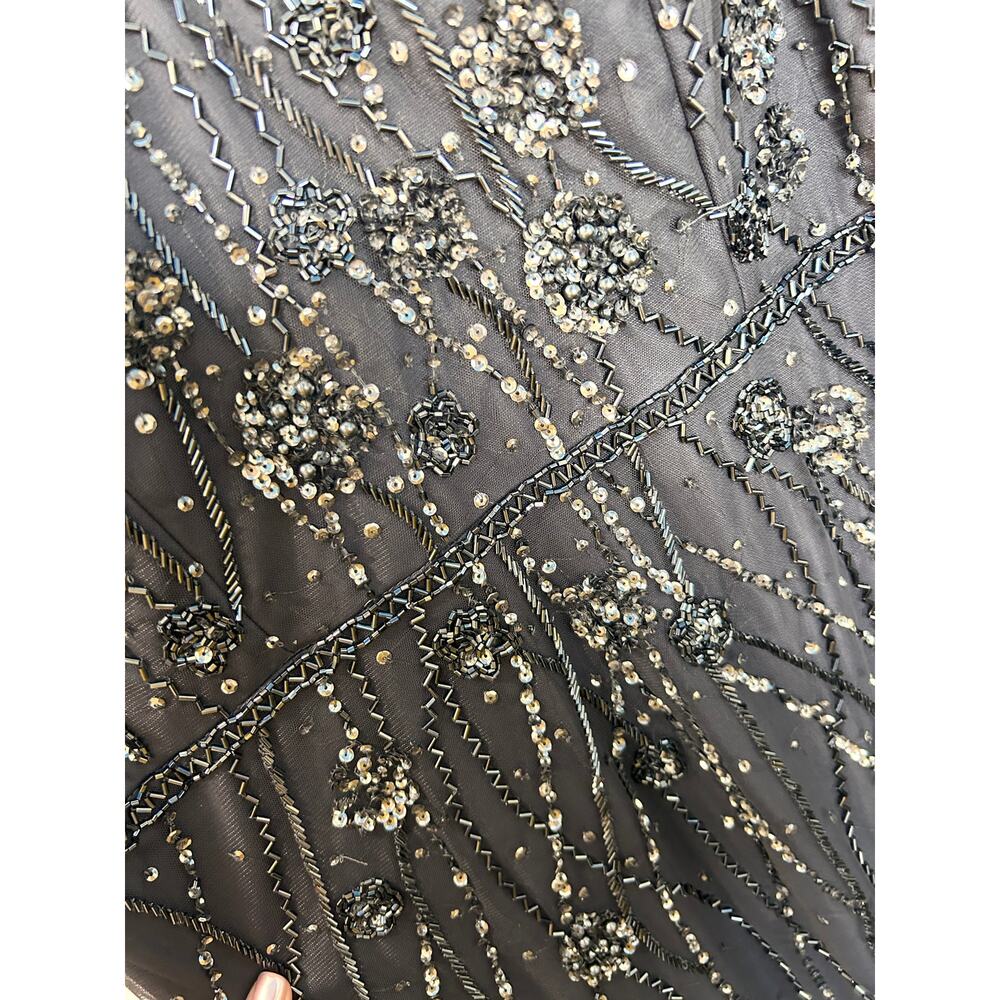 Adrianna Papell Women's Platinum Beaded Formal Gown Maxi Dress Dark Grey Size 18 - Picture 5 of 15